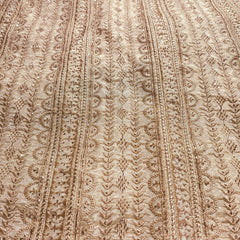 Gold Embroidered Dyeable Tissue Fabric with Gemetric & Floral Cutdana & Zari work in Linear Pattern