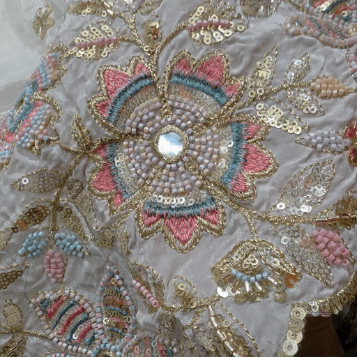 DYEABLE Crepe Fabric with Multi-color Floral Border