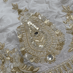 DYEABLE Crepe Fabric with Sequin, Cutdana and Zari work with Water Drop Shape Border