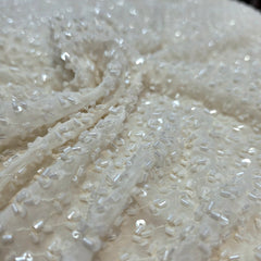 Embroidered Dyeable Georgette Fabric with White Sequin & Cutdana work