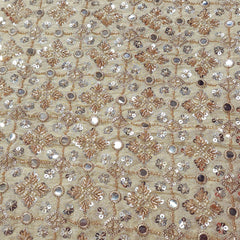 Dyeable Shimmer Tissue Fabric with Geometric Mirror, Sequin & Cutdana Work