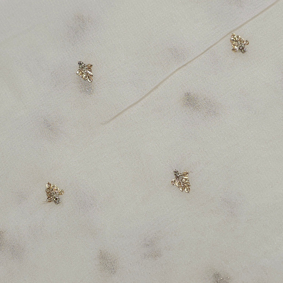Gold Sequin on Dyeable Georgette Fabric with Butta Work